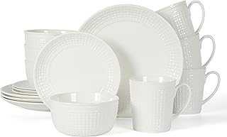 16-Piece Basket Weave Porcelain Dinnerware Set
