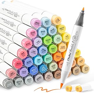 48 Mid-tone Alcohol Brush Markers with Dual Tips