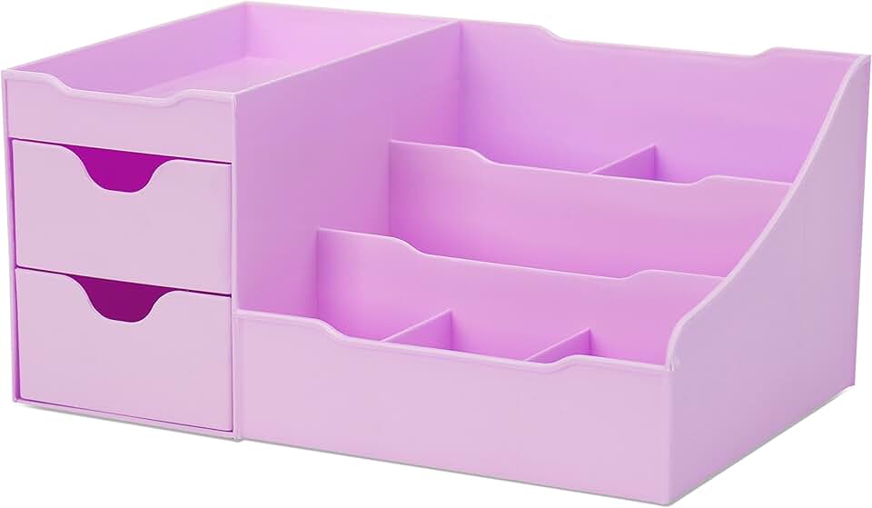 Modern purple makeup organizer with drawers