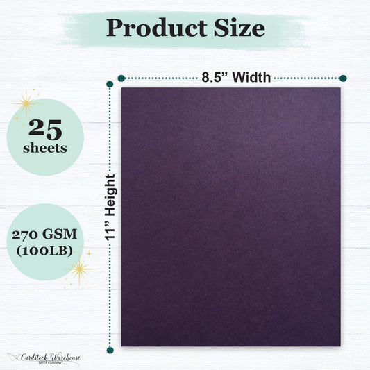 Dark Amethyst Purple Cardstock, 25 Sheets, 8.5x11"