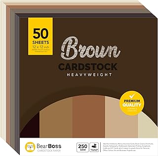 Brown Kraft Cardstock Paper, 12x12 inch, 50 Sheets