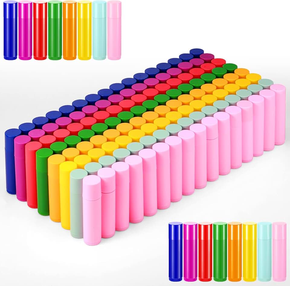 128 Refillable 5ml Lip Balm Tubes in 8 Colors