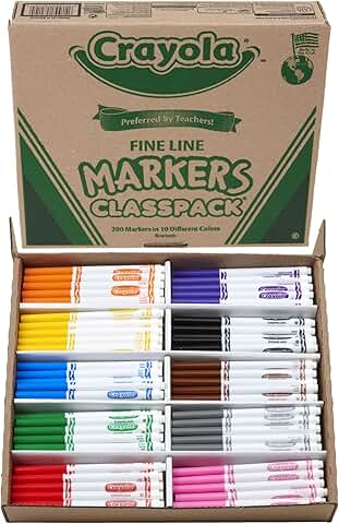 200 Count Fine Line Markers for Kids