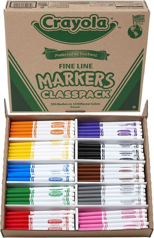 200 Count Fine Line Markers for Kids
