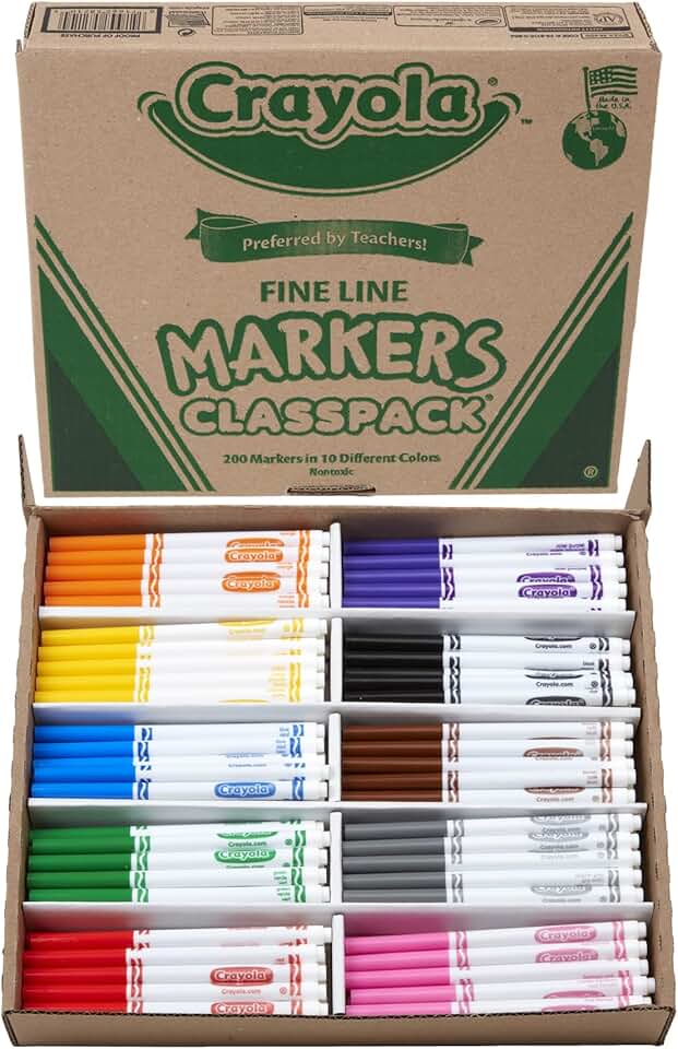 200 Count Fine Line Markers for Kids