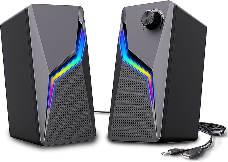 Stereo USB Computer Speakers with Bass and Volume Control
