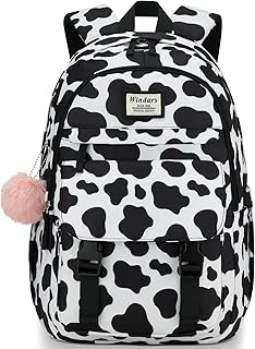 Cute black cow print backpack for teens and students