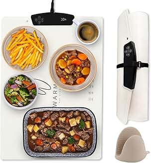 Food warming mat with 9 temperature settings and timer