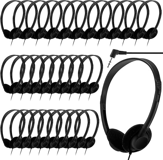 30 Pack Kids Classroom Headphones with Adjustable Earphones