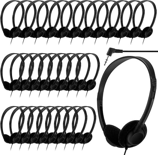 30 Pack Kids Classroom Headphones with Adjustable Earphones