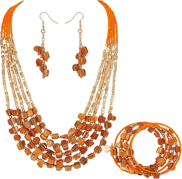 Bohemian Layered Beaded Necklace Set for Women