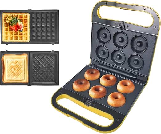 Multi Baker with 3 interchangeable plates for waffles, sandwiches, and snacks