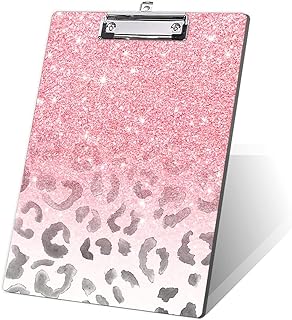 Pink Glitter Decorative Clipboard with Leopard Print
