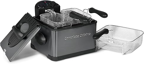 Electric deep fryer with 3 baskets and lid