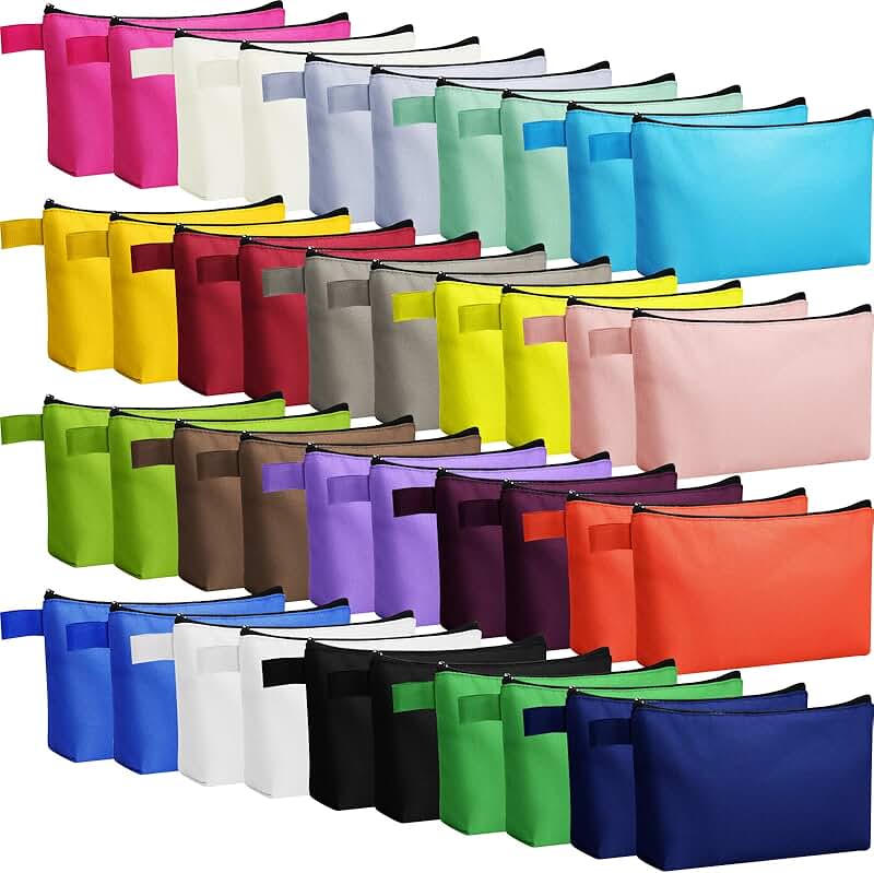 40 Pcs Canvas Makeup Bags with Zippers