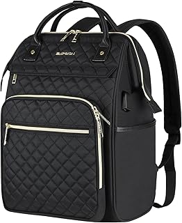 17-Inch Water-Resistant Quilted Laptop Backpack for Women