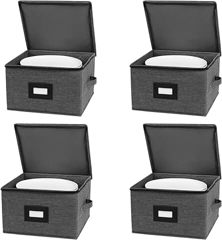 12-inch stackable dish storage containers with felt dividers