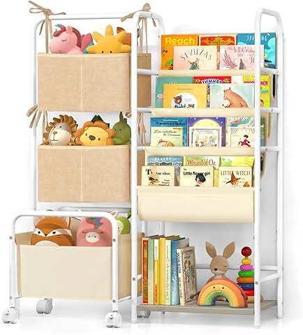 Kids Bookshelf and Toy Storage with 4 Tiers