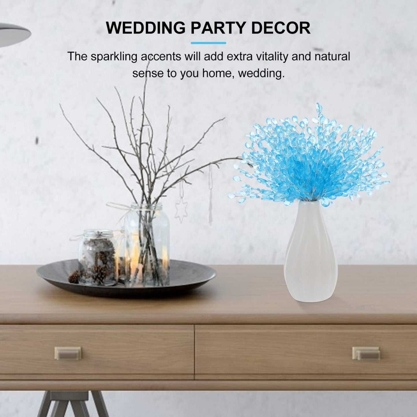 Crystal Blossom Bouquet Decor Set 50PCS Acrylic Bead Drop Stems
