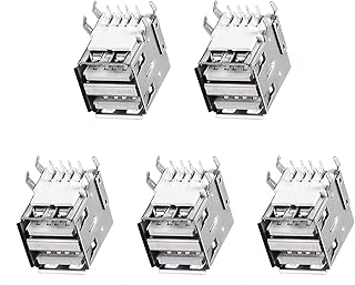 8-Pin USB PCB Socket, Horizontal, Dual Port, 5 Pack