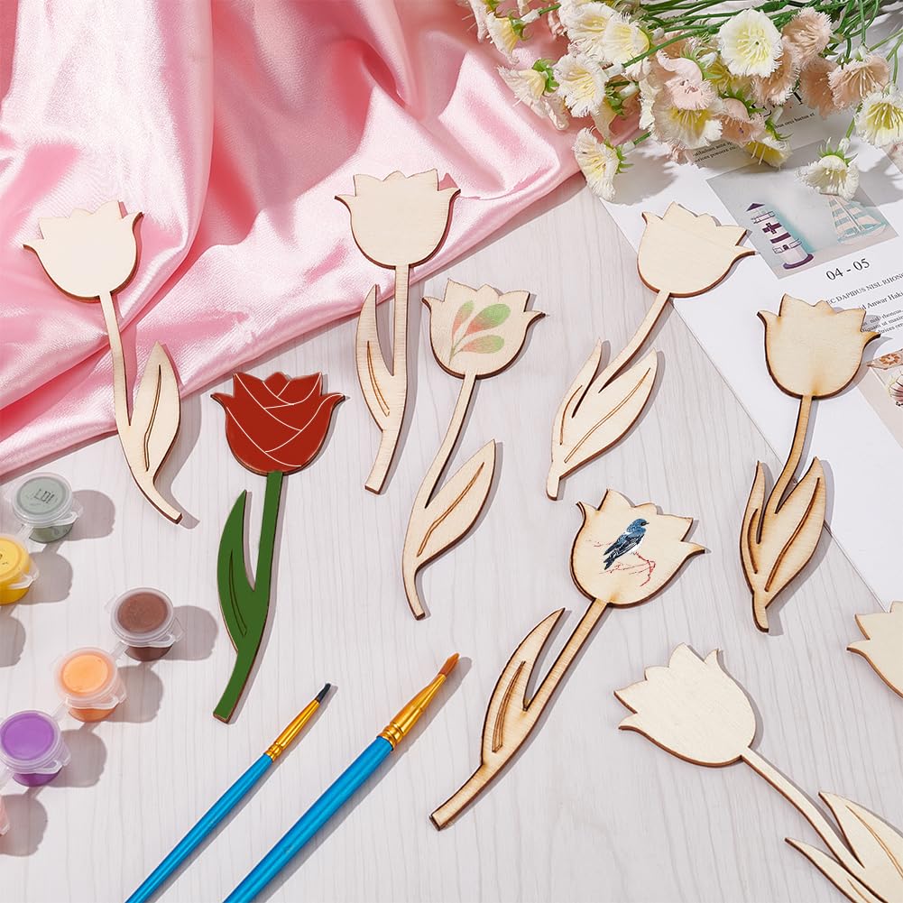 60-Piece Wood Flower Cutouts for DIY Crafts