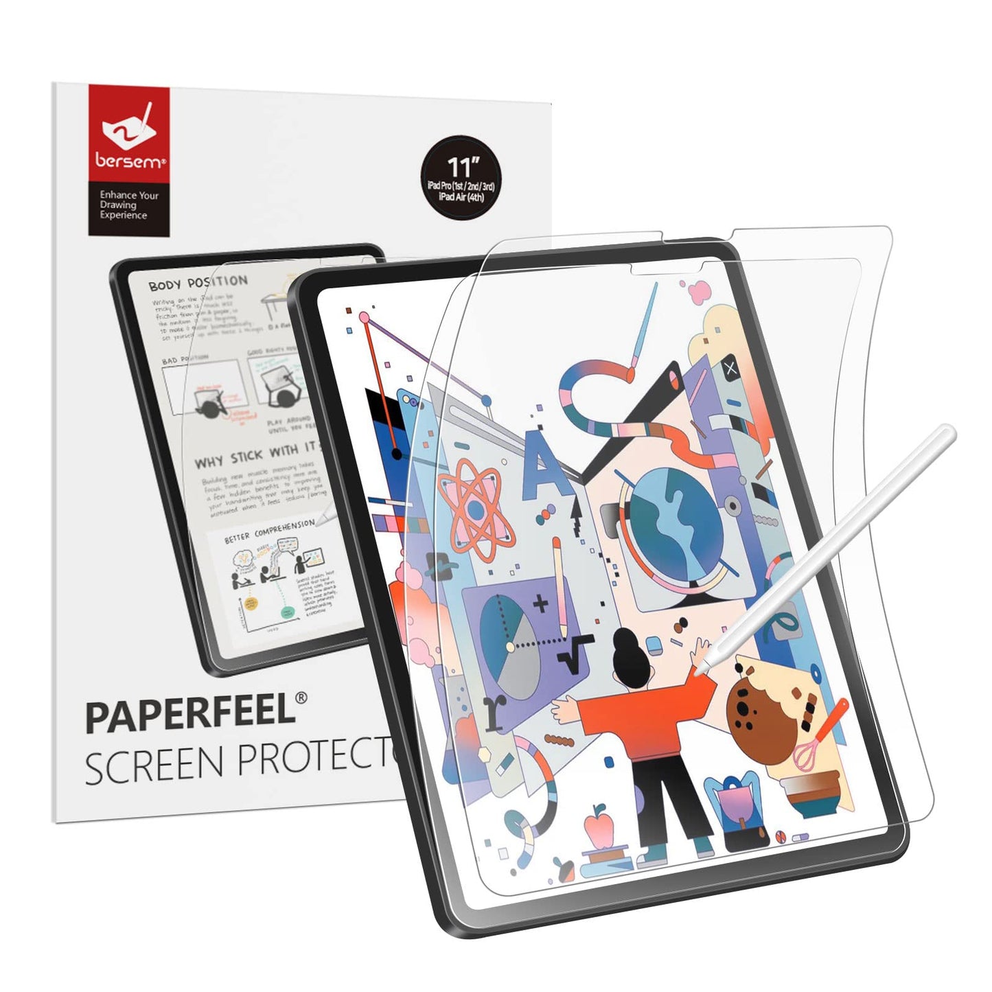 [2 PACK] Paperfeel Screen protector Compatible with iPad Air 5th / 4th Generation (10.9 inch, 2022 / 2020) / iPad Pro 11 inch (2021&2020&2018 Models), iPad Air 5 / iPad Air 4 Matte PET Film for Drawin