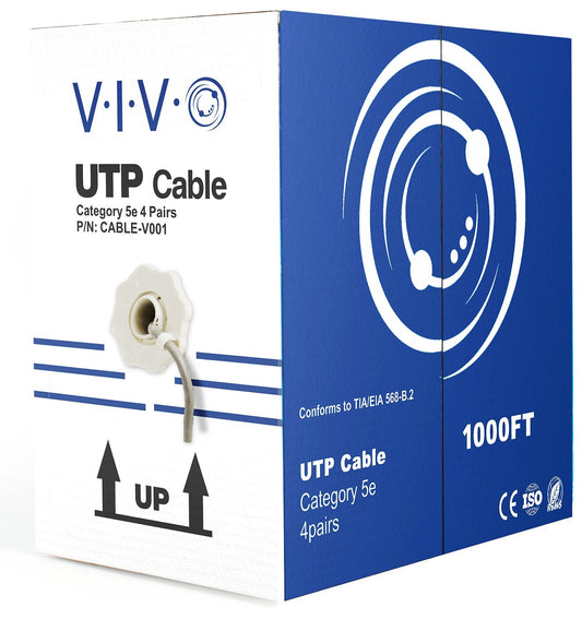 Gray 1,000ft Cat5e Ethernet Cable, 24 AWG, UTP, Indoor