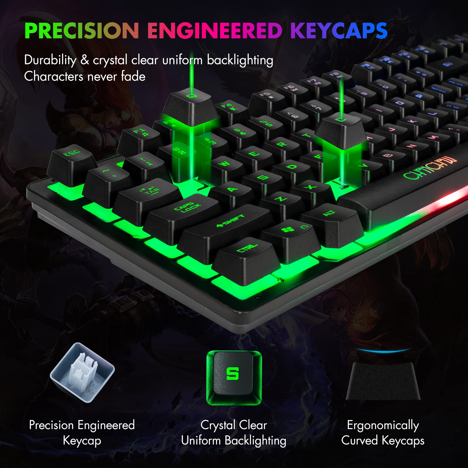 RGB Gaming Mouse and Keyboard, 87 Keys TKL Gaming Keyboard and Mouse Combo, Wired LED Rainbow Backlit Keyboard 800-3200 DPI RGB Mouse, Keyboard and Mouse Gaming for PS4 Xbox PC Laptop Mac