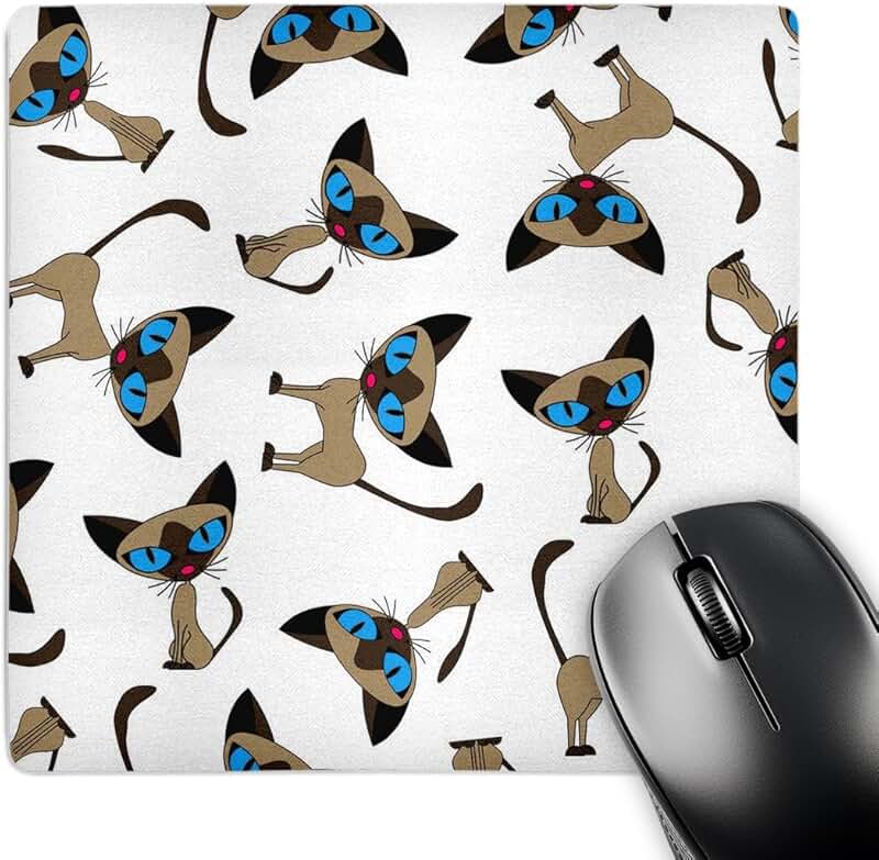 Siamese Cat Print Mouse Pad, 8 x 8 inches