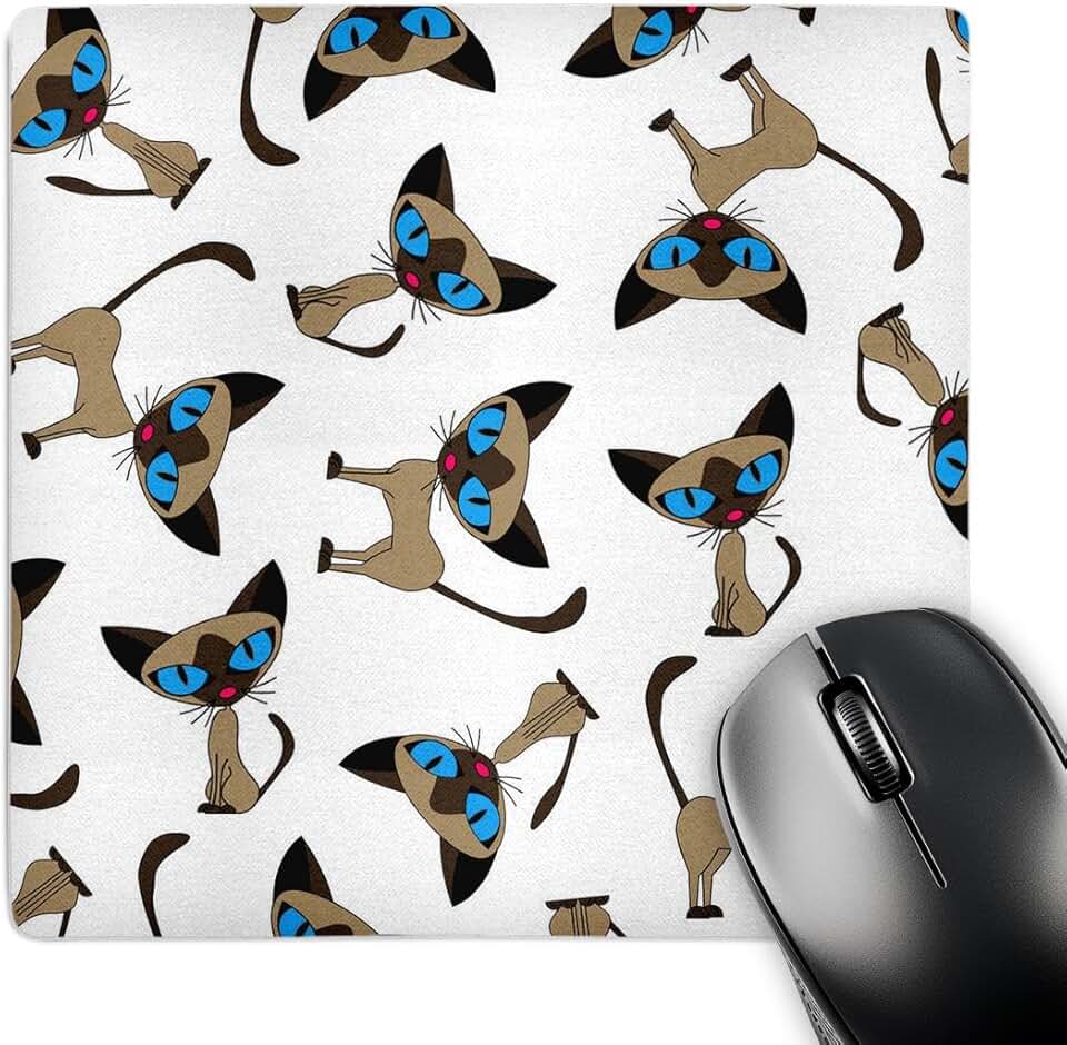 Siamese Cat Print Mouse Pad, 8 x 8 inches