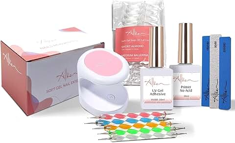 Soft Gel Nail Extensions Kit with UV Lamp and Tools