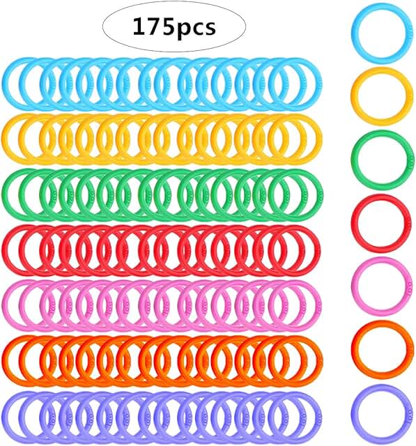 175 Multi-Color Plastic Binder Clips and Loose Leaf Rings