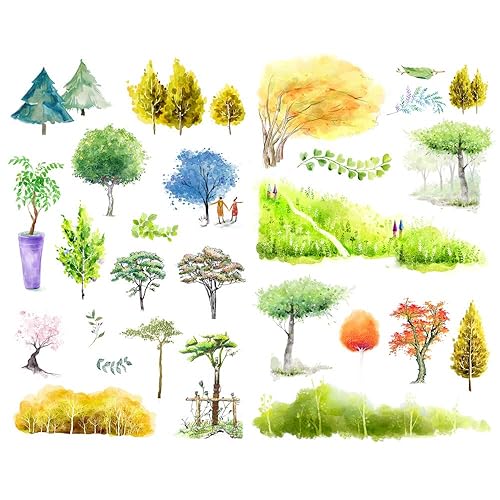 Watercolor Tree Kawaii Planner and Journal Supplies
