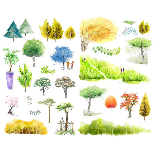 Watercolor Tree Kawaii Planner and Journal Supplies