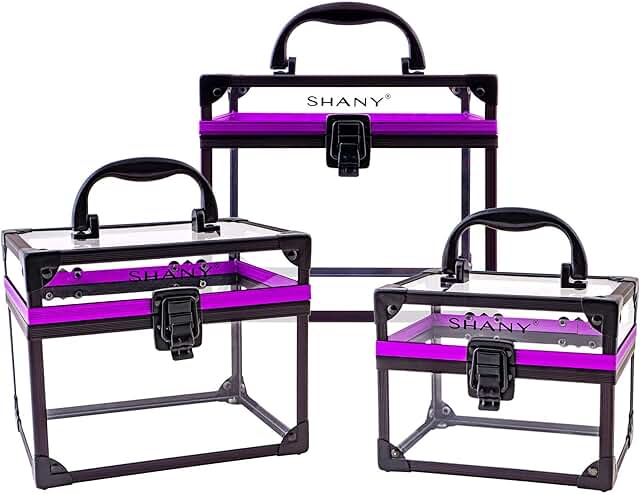 Clear travel makeup and toiletry case set