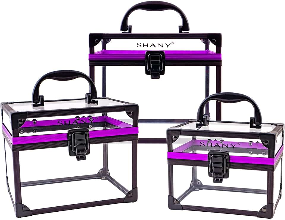 Clear travel makeup and toiletry case set
