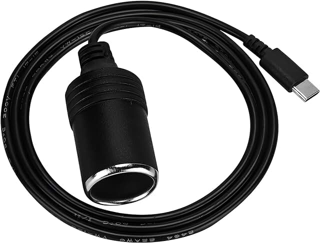 12V USB-C Car Power Adapter for Dash Cam and Lights