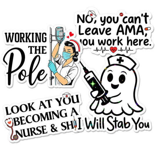 Funny Nurse Sticker Pack for Laptops and Water Bottles