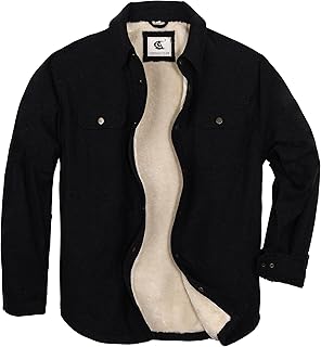 Men's Flannel Shacket with Snap Buttons and Sherpa Lining