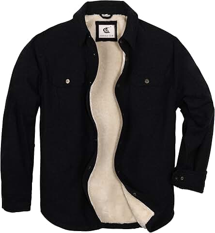 Men's Flannel Shacket with Snap Buttons and Sherpa Lining