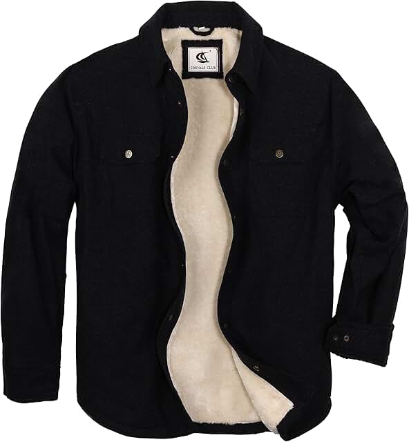 Men's Flannel Shacket with Snap Buttons and Sherpa Lining