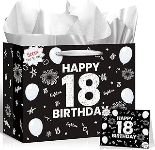 Happy 18th Birthday Gift Bag with Card and Tissue