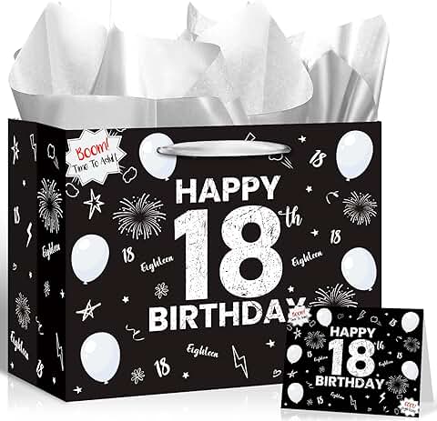 Happy 18th Birthday Gift Bag with Card and Tissue