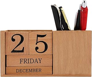 Wooden Perpetual Desk Calendar for Home and Office