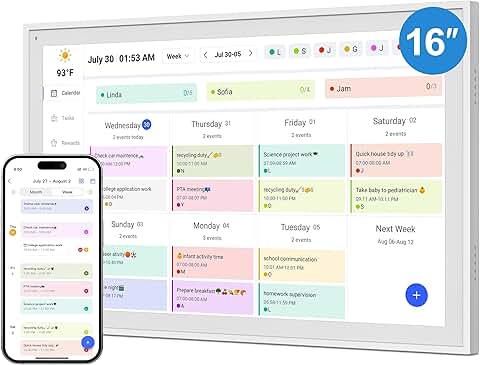 16-Inch Wall Digital Calendar and Chore Chart