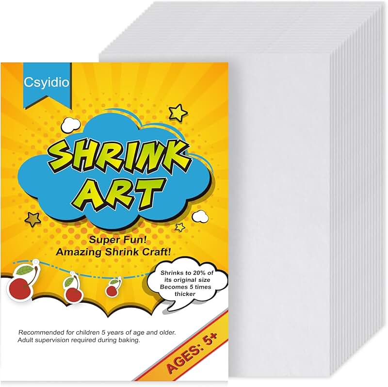 20 Pieces Sanded Shrink Plastic Sheets for Crafts