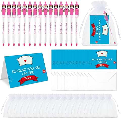 15 Nurse Pen Sets with Greeting Cards and Envelopes