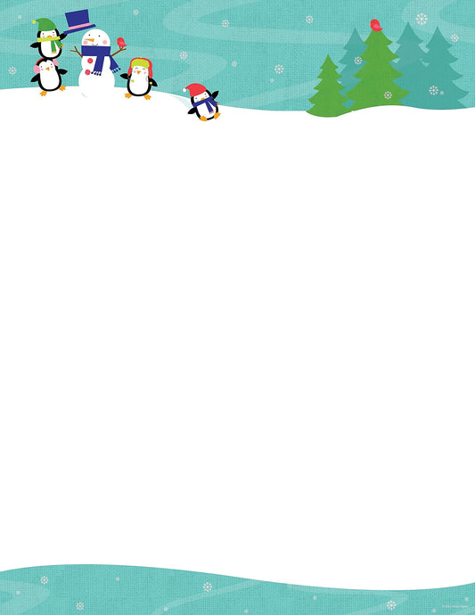 Penguins Playing Letterhead, 80 sheets, 11" x 8.5"