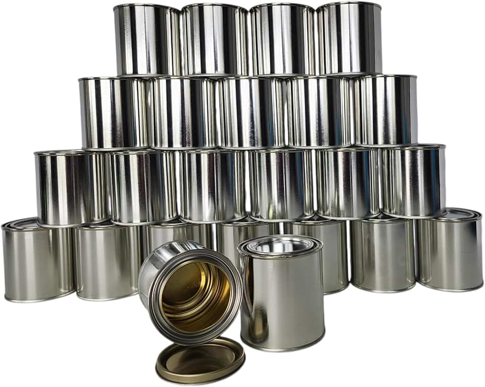 24 Gold Lined Half Pint Paint Cans with Lids