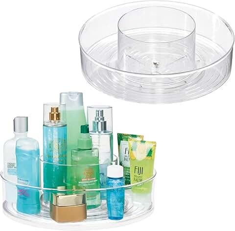 Set of 2 clear 12-inch divided lazy susans